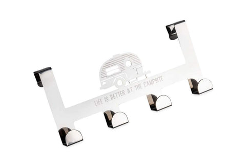 Camco Life is Better at The Campsite Over The Door Hooks & Towel Hanger - Convenient to Use and Fits Up to 1-1/2-Inch Thick Standard Interior Doors (53388)