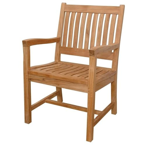 Oakestry Classic Teak Dining Armchair with High Curved Back Support, Ergonomic Comfort, and Timeless Design for Indoor or Outdoor Use