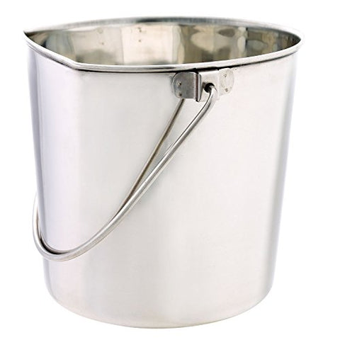 ProSelect Stainless Steel Flat Sided Pails — Durable Pails for Fences, Cages, Crates, or Kennels - 9¾", 9-Quart
