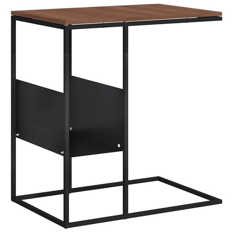 vidaXL Side Table, C Shaped End Table with Storage Shelf, Sofa Table for Living Room, Industrial Modern Style, Black Engineered Wood