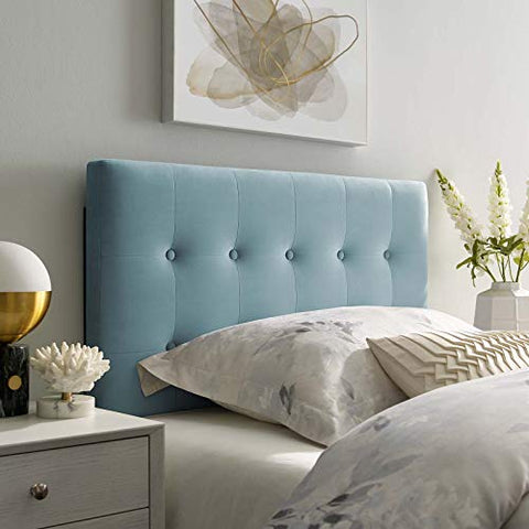 Modway Emily Twin Biscuit Tufted Performance Velvet Headboard, Light Blue