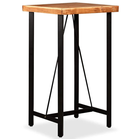 vidaXL Industrial Bar Table Solid Acacia Wood and Steel Design for Dining Room Or Kitchen 23.6 in Height 42.1 Compact Square Indoor Use Wooden Style Home Furniture