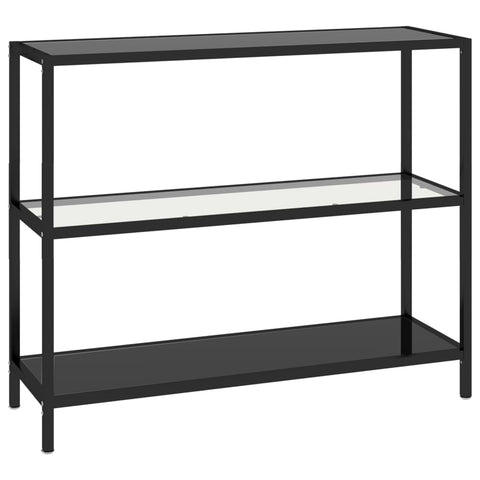vidaXL Transparent and Black Corner Shelf, Free-Standing Storage Unit, Modern Design, Tempered Glass and Powder-Coated Iron Structure, Ideal for Living Spaces – 39.4""x14.2""x35.4"", 331630