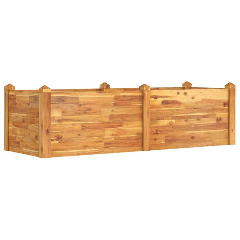 vidaXL Solid Acacia Wood Raised Garden Bed - Stackable Design, Ample Planting Space, Open Bottom for Efficient Drainage, Indoor/Outdoor Use - 63x23.6x17.3 inches