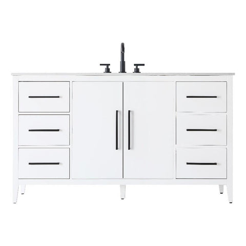 Elegant Kitchen and Bath 60" Single Bathroom Vanity in White