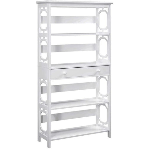Convenience Concepts 203071W 5-Tier Bookcase with Drawer, White