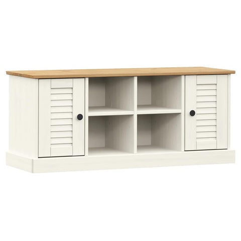 vidaXL Shoe Bench White Solid Pine Wood, Engineered Wood, Metal