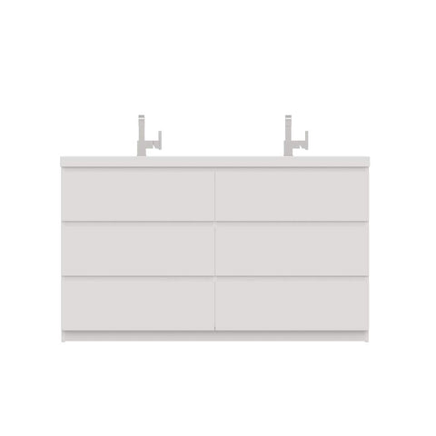 Paterno 60 inch Double Modern Freestanding Bathroom Vanity White