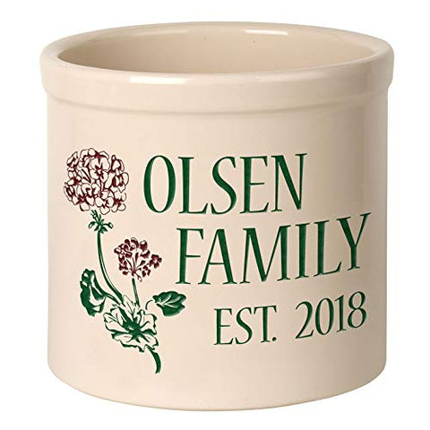 Personalized Geranium Established 2 Gallon Stoneware Crock