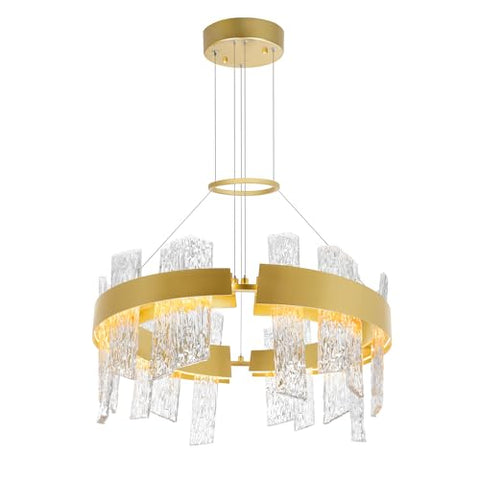 CWI Lighting 24'' Round Modern LED Chandelier in Satin Gold for Dining Room, Foyer, or Living Room – Integrated LED – BACL Certified with 3-Year Warranty