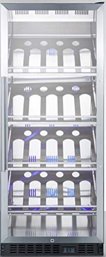 Summit Appliance SCR1156CHCSS Full-Size Commercially Listed Wine Cellar with Stainless Steel Interior, Champagne Shelving, Digital Controls, Self-Closing Glass Door and Stainless Steel Cabinet