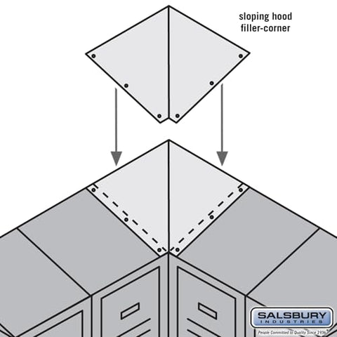Salsbury Industries Sloping Hood Filler - Corner - for 21 Inch Deep Metal Locker - Blue