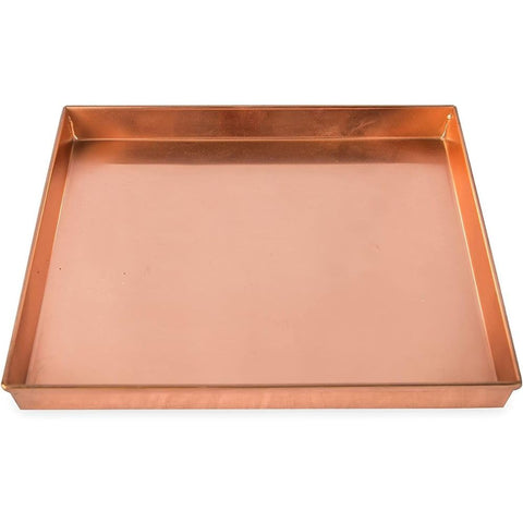 Oakestry 10 Inch Square Tray Handmade from Stainless Steel with a Copper Plated Finish Multipurpose Tray with Classic and Rustic Look for Home Kitchen or Dining