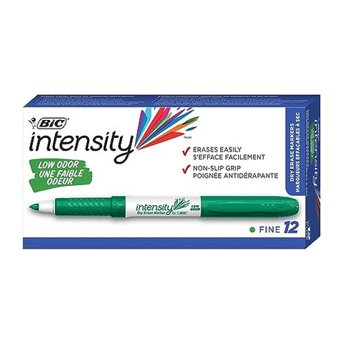 Intensity Low Odor Fine Point Dry Erase Marker Fine Bullet Tip Green Dozen