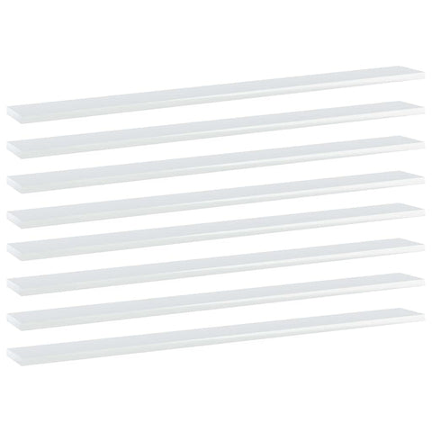vidaXL High Gloss White Bookshelf Boards, Set of 8, Quality Engineered Wood, Perfect for Extra Storage, Easy to Clean, 39.4"x3.9"x0.6"