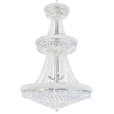 CWI Lighting Crystal 36" Chrome Chandelier for Dining Rooms Living Rooms Foyers Staircases, 34-Light with E12 Bulb Base