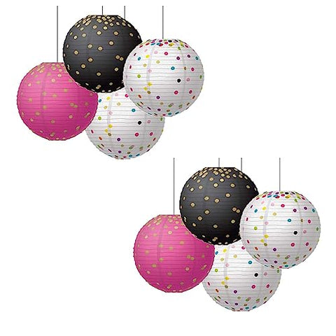 Teacher Created Resources Gold Foil & Confetti 8-inch Hanging Paper Lanterns, 6 Per Pack, 2 Packs (TCR77472-2)