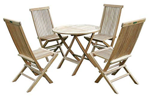 Anderson Teak Windsor Bistro Set - Patio Dining Set Outdoor Teak Table & Chairs 5-Piece