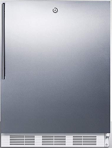 Summit Appliance FF7LWBISSHVADA ADA Compliant Built-in Undercounter All-Refrigerator for General Purpose Use with Auto Defrost, Lock, Stainless Steel Door, Thin Handle and White Cabinet
