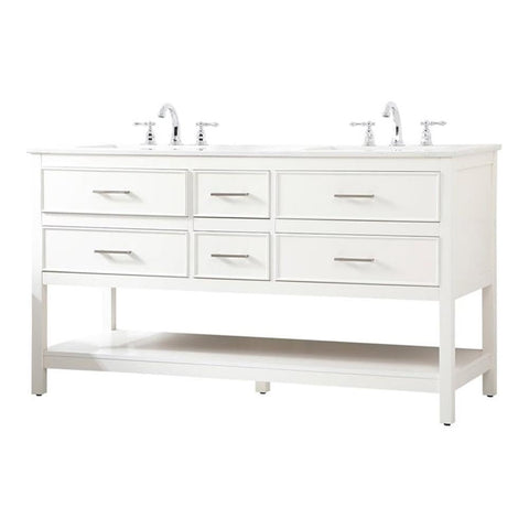 Elegant Decor Sinclaire 60" Aluminum Alloy & MDF Double Bathroom Vanity in White
