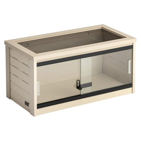 New Age Pet ECOFLEX 24-Inch Mojave Reptile Lounge in Maple - Durable Wood Plastic Composite Habitat with Ventilated Side Panels, Removable Sliding Glass Doors, and Mesh Screen Top