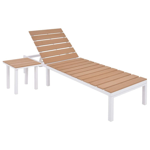 vidaXL Sun Lounger Set with Tea Table - Aluminum WPC Construction, Weather-, Lightweight and Durable for Patio or Garden Use, Includes 1 Lounger & 1 Table