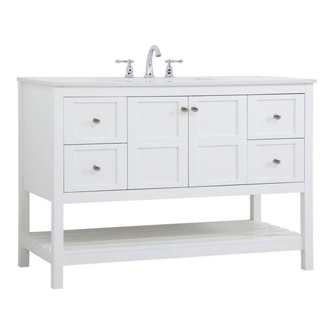 Elegant Decor Theo 48" Steel and Solid Wood Single Bathroom Vanity in White