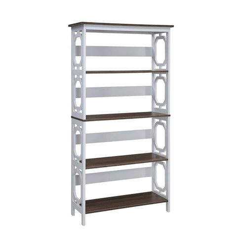 Convenience Concepts Omega 5 Tier Bookcase, Driftwood Shelves / White Frame