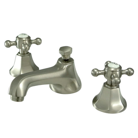Kingston Brass KS4468BX Metropolitan Widespread Lavatory Faucet with Metal Cross Handle, Brushed Nickel,8-Inch Adjustable Center