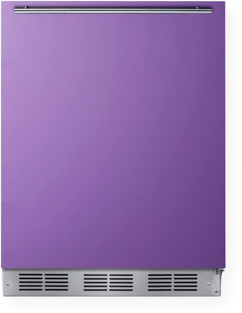 ADA height 24 all-refrigerator for residential use with lavender purple door stainless steel handle and white cabinet