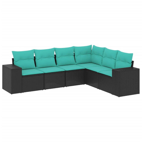 vidaXL Patio Sofa Set/Outdoor Furniture 6 Piece - Black Poly Rattan with Cushions - Stylish & Comfortable Garden Seating