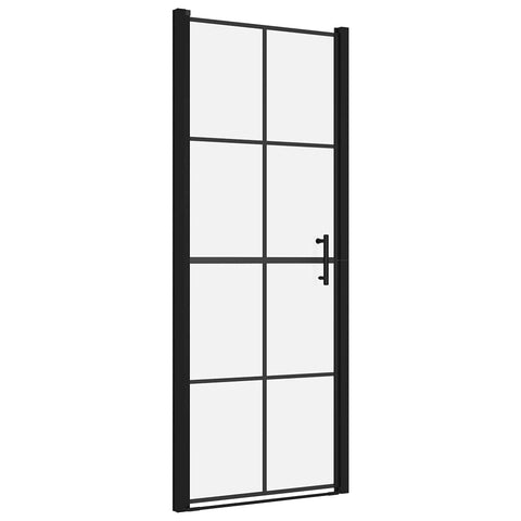 vidaXL Black Modern Shower Door with Tempered Glass - Adjustable Width, Aluminum Frame, Easy Maintenance, Includes Mounting Materials
