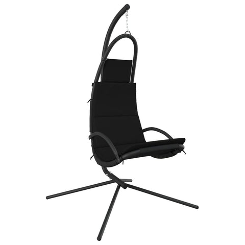 vidaXL Garden Swing Chair - Outdoor Seating with Thick-Padded Cushion - Durable Oxford Fabric and Sturdy Steel Frame - Easy to Assemble - Black