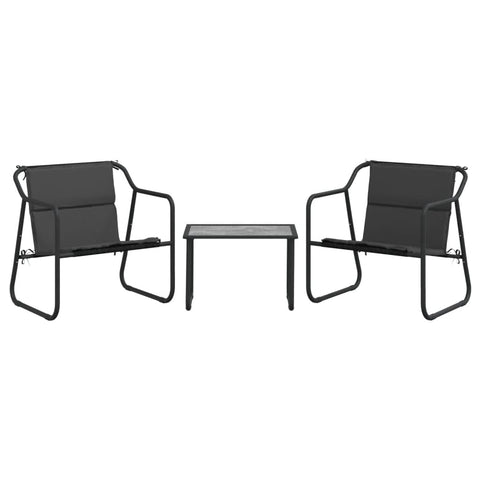 vidaXL 3 Piece Patio Lounge Set with Cushions - Durable, UV- Textilene Fabric and Sturdy Powder-Coated Steel - Anthracite Steel - Ideal for Gardens, Patios, Backyards