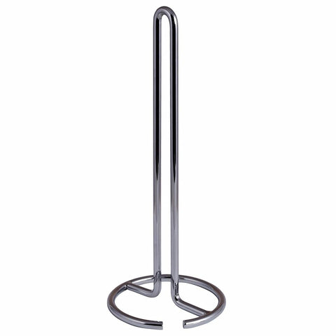 Creative Home Heavy Duty Metal Paper Towel Holder | Standing Roll Dispenser for Kitchen, Dining Countertops, Bathroom, Stable Base, 4.8" Diam × 11.8" H, Chrome Plated