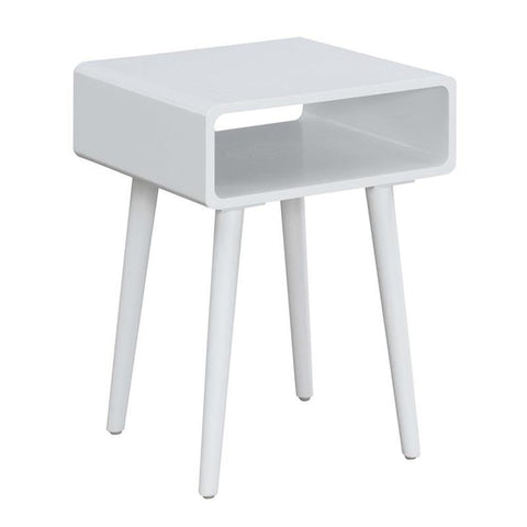 Convenience Concepts Napa End Table 18.75" - Mid-Century Modern Accent Side Table with Storage Shelf for Transitional, Contemporary Living & Family Room, White