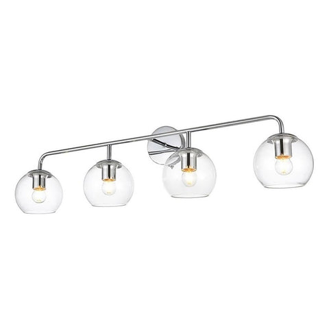 Living District Genesis 4-Light Iron & Glass Bath Sconce in Chrome/Clear