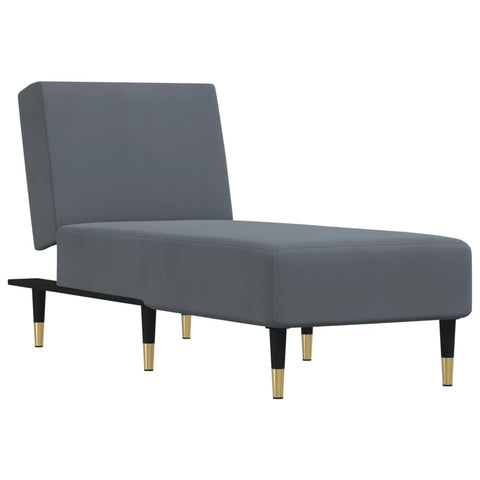 vidaXL Velvet Chaise Longue - Dark Gray, One-Person Reclining Lounge Chair, Home Relaxation Nook, Easily Maintainable Velvet Fabric, Flexible Reclining Function