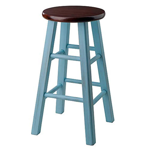Winsome Wood Ivy Counter Stool, Rustic Light Blue and Walnut, 24"