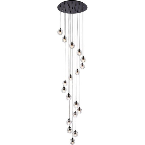 Elegant Lighting Eren 18-Light Stainless Steel and Crystal Glass Pendant - Black