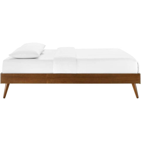 Oakestry Margo Queen Wood Platform Bed Frame Walnut Finish Sturdy Slatted Base Mid Century Modern Design No Box Spring Needed Durable Wooden Bedroom Furniture