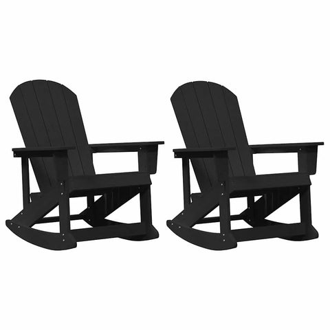 vidaXL Adirondack Rocking Chairs 2 pcs Black HDPE, Garden & Patio, Chill Traditional Lounge Set, Comfy Rocking Chairs, Stylish Outdoor Seating