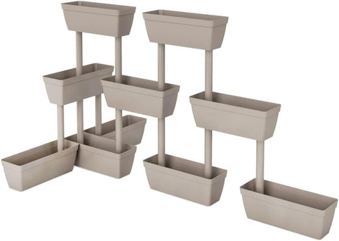 vidaXL Flower Box 3 Pcs, Vertical Garden Planter, Standing Garden Bed Planter Box for Growing Vegetables Flowers Herbs, Plant Pot, Taupe