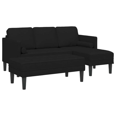 vidaXL Sofa Set with Cushion 2 pcs Black Polyester, Chic Modular Sofa Set, Comfy Cushions, Modern Rectangle Style, Great for Any Indoor Hangout