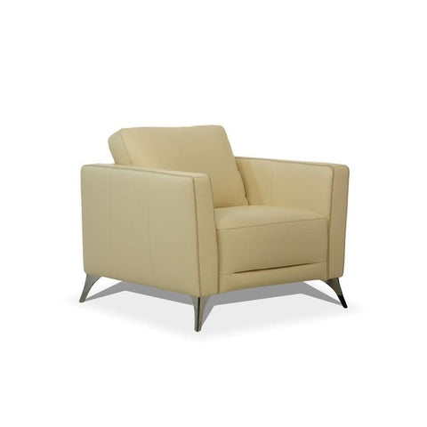 Acme Malaga Leather Accent Chair in Cream