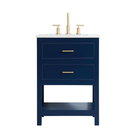 Elegant Decor Sinclaire 24" Wood Single Bathroom Vanity in Blue