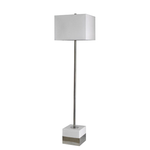 BETHEL White Marble with A Polished Nickel Frame Floor Lamp