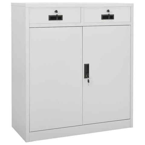 vidaXL Steel Office Cabinet with Lockable Drawers and Adjustable Shelves, Industrial Style, Light Gray, 35.4"x15.7"x40.2"