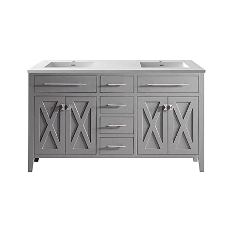 Wimbledon, 60, Gry Cabinet Matte WHT Viva Stone Surface COUNTERTOP