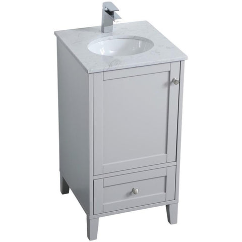 Elegant Decor Sommerville 18" Single Quartz Top Bathroom Vanity in Gray
